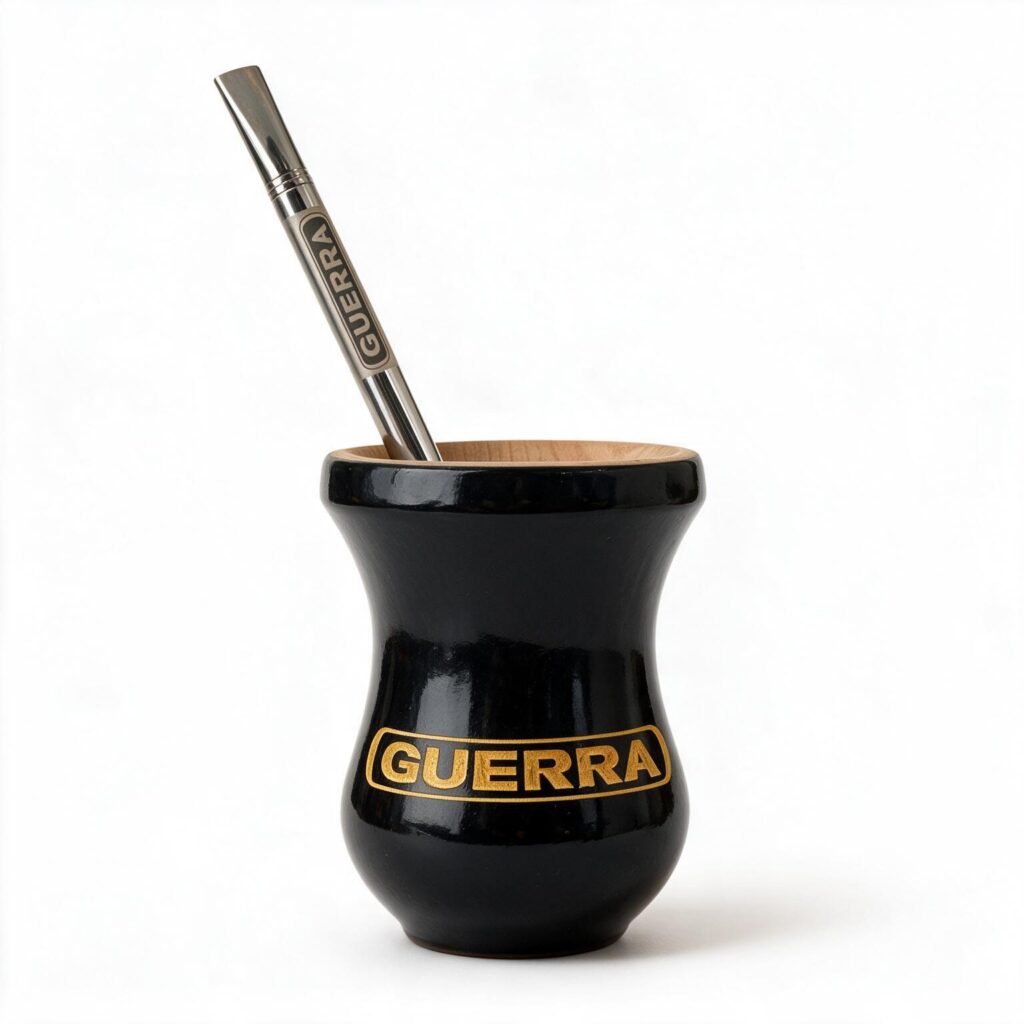 Kit Para Chimarrão Cuia Madeira Imbuia E Bomba Inox Guerra