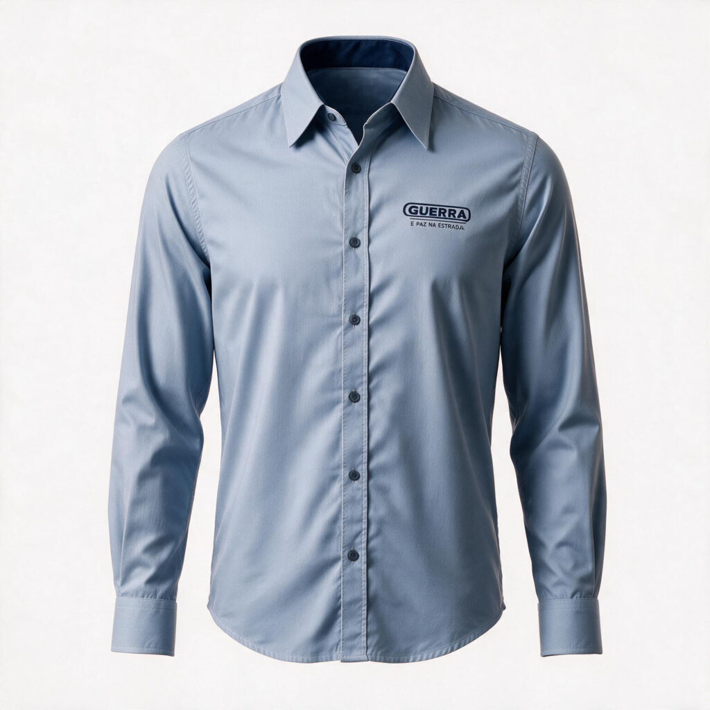 Camisa Social Promocional Unissex Azul Claro Guerra — imagem 1